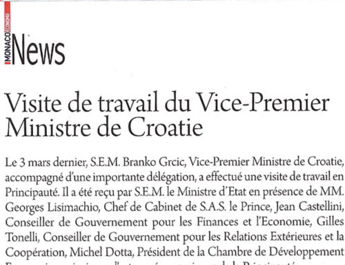 2015 – Monaco Economie – Visite de travail du Vice-Premier Ministre de Croatie