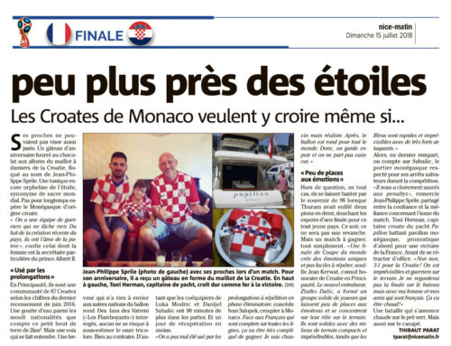 2018 – Monaco Matin – La Croatie en finale de la Coupe de Monde de Football